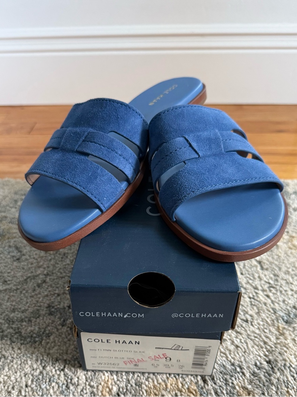 Cole Haan Blue Suede Women’s Slide Sandals